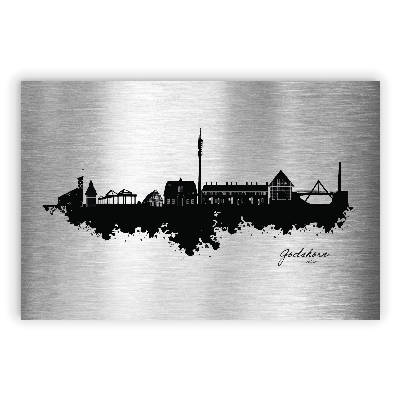 Godshorn Dorfposter Skyline auf Aluminium