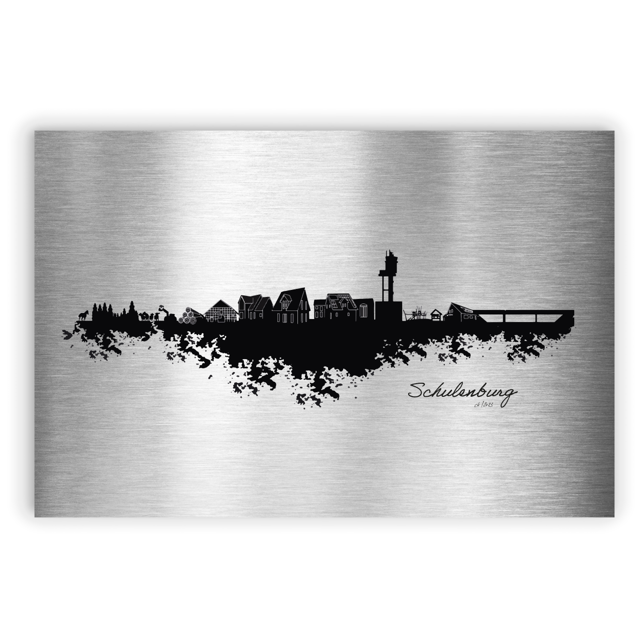 Schulenburg Dorfposter Skyline auf Aluminium