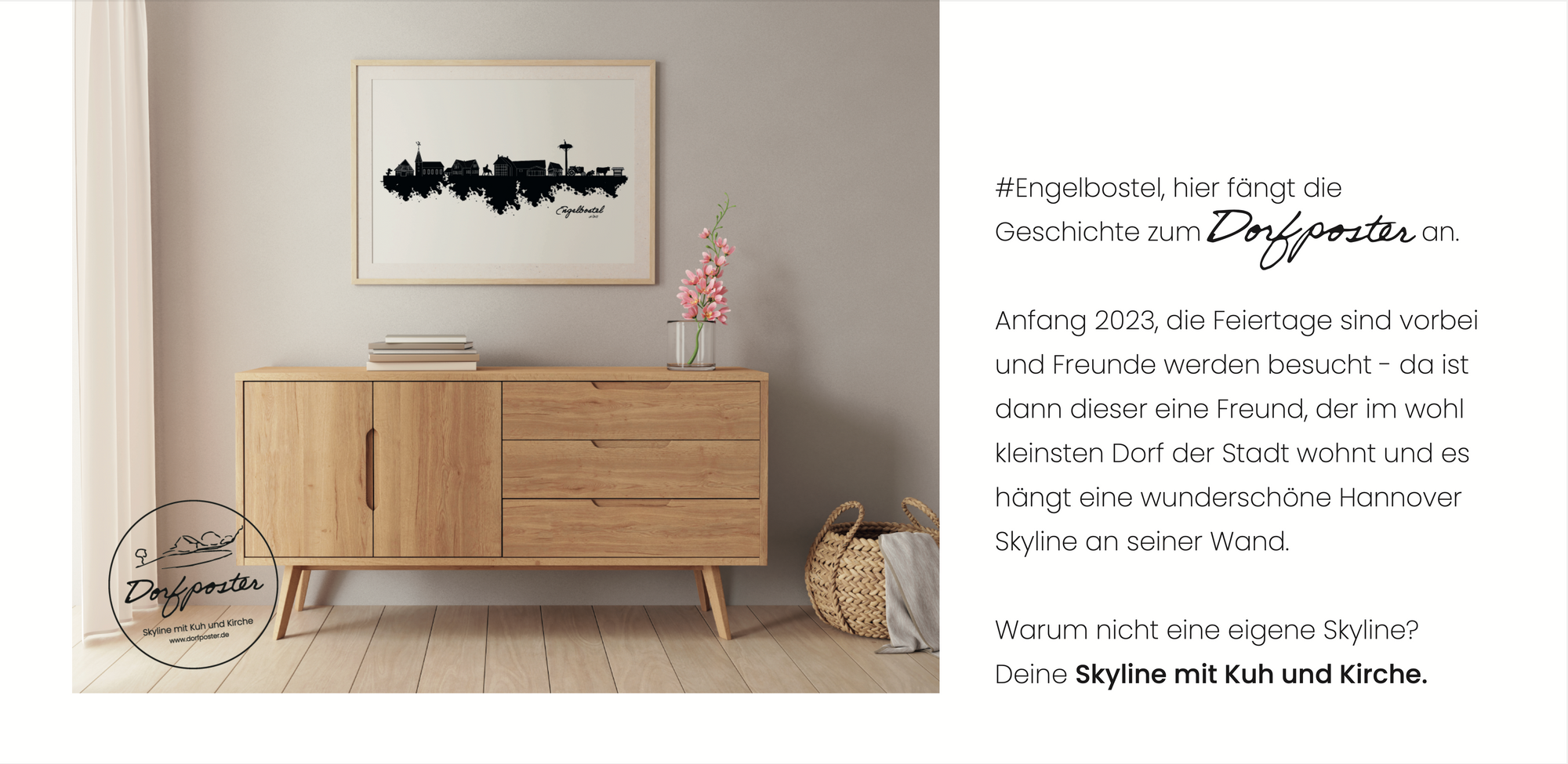 Dorfposter: Interieur mit Leinwand Banner