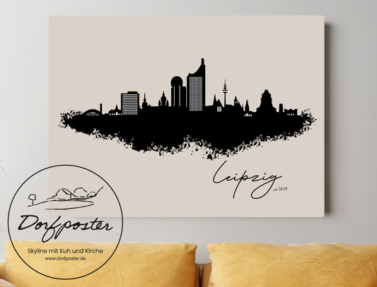 Dorfposter Leipzig Leinwand Skyline