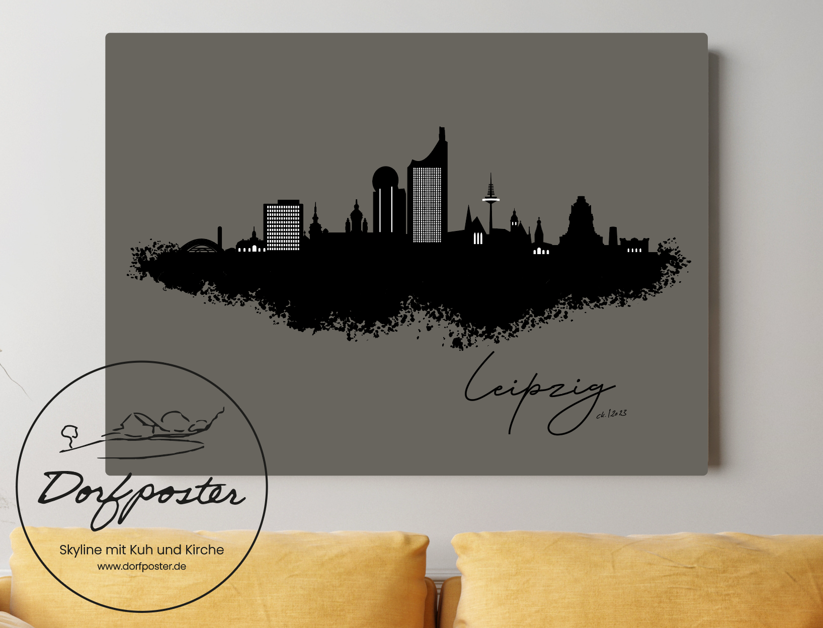 Dorfposter Leipzig Leinwand Skyline