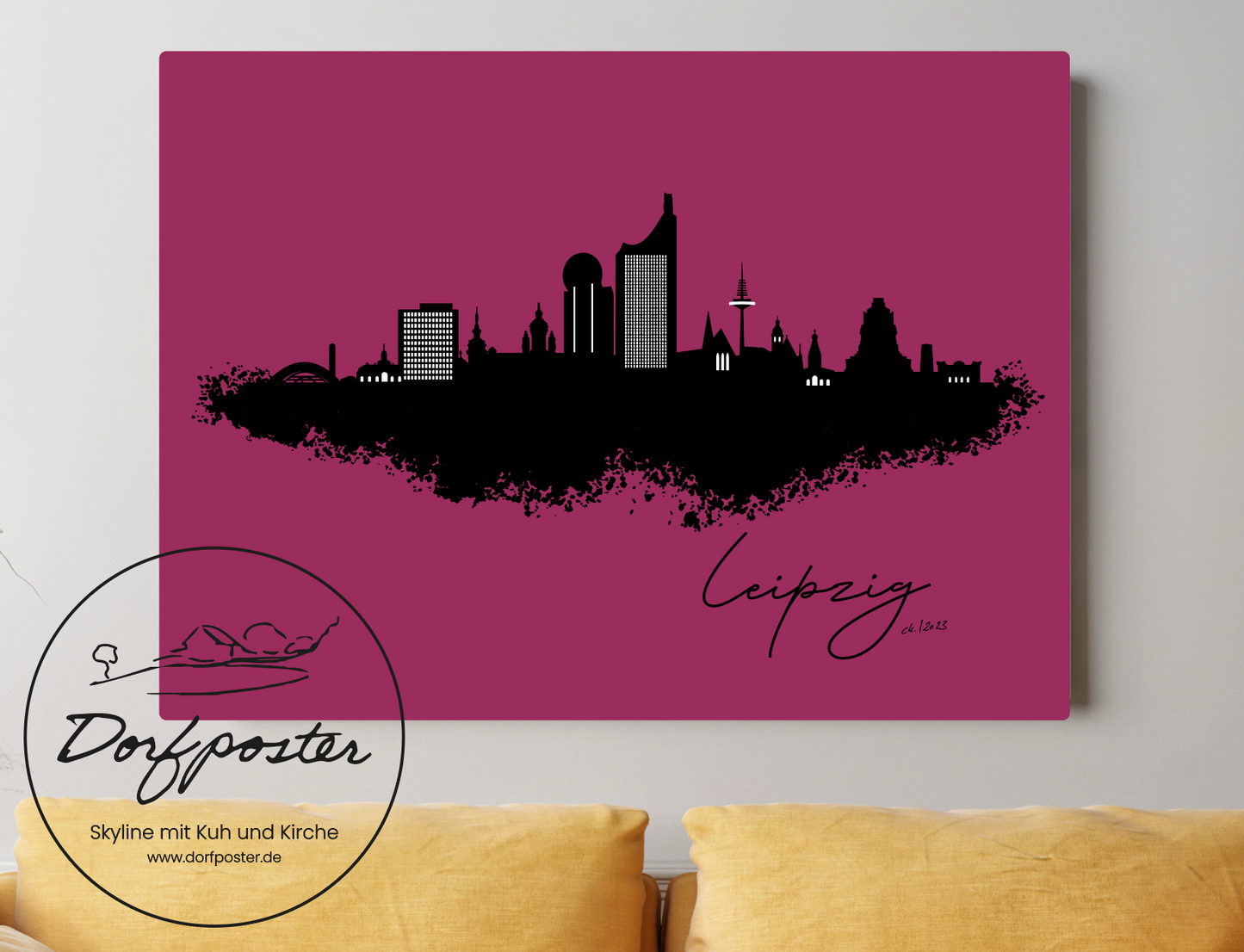 Dorfposter Leipzig Leinwand Skyline
