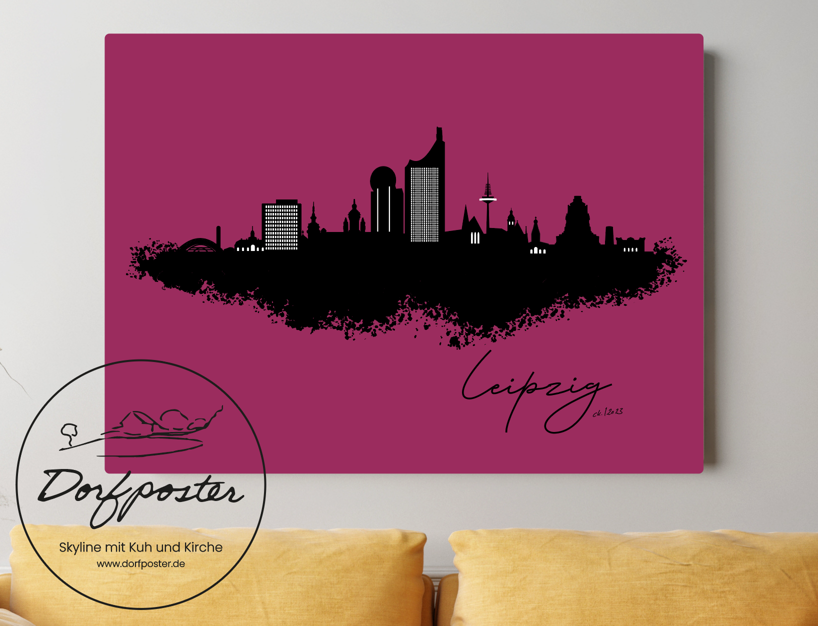 Dorfposter Leipzig Leinwand Skyline