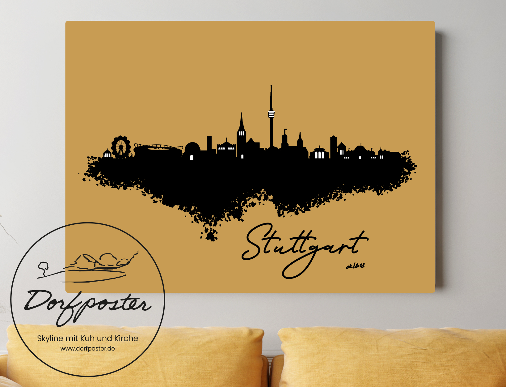 Dorfposter Stuttgart Leinwand Skyline