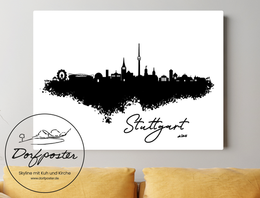 Dorfposter Stuttgart Leinwand Skyline