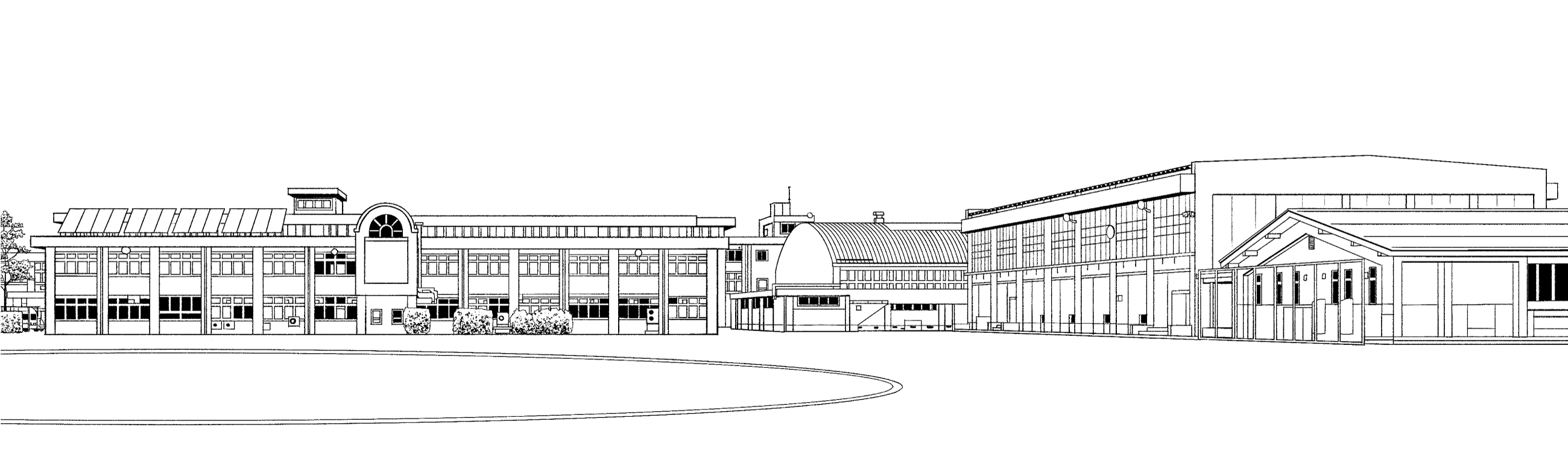 Dorfposter: Zeichnung eines Firmengeländes Firma Gebäude Illustration hannoverdruckt