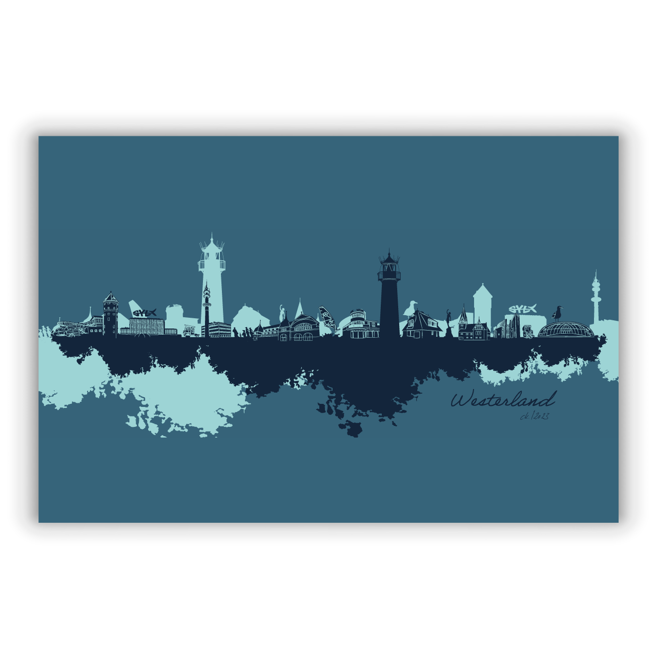 Dorfposter AluPop Westerland blau