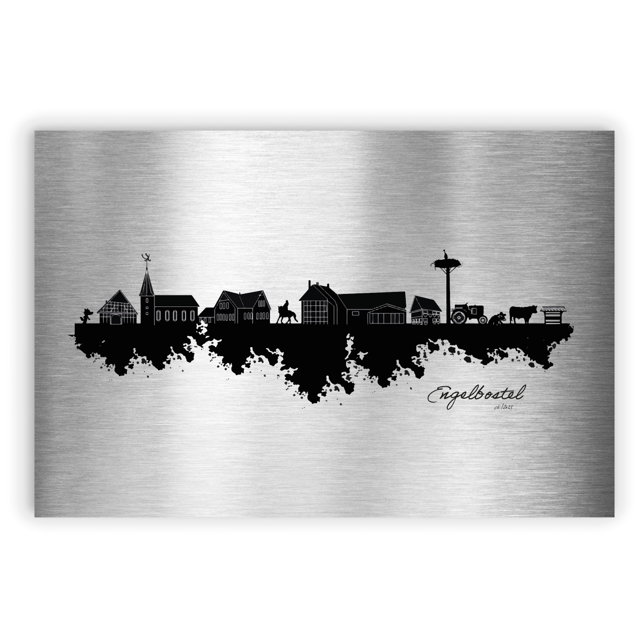 Engelbostel Dorfposter Skyline auf Aluminium