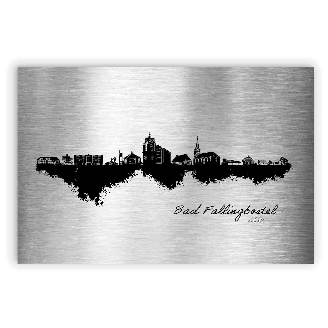 Bad Fallingostel Dorfposter Skyline auf Aluminium